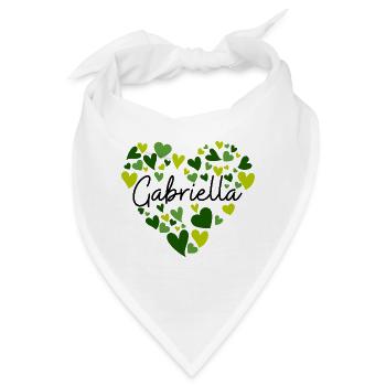 gabriella Namensdesign mit herzförmigem grünem Ohr - Bandana - Weiß - Vorne