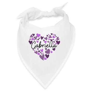 gabriella Namensdesign mit herzförmiger lila Hea - Bandana - Weiß - Vorne