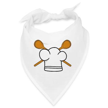 Koch Kochmütze Kochlöffel Restaurant kochen - Bandana - Weiß - Vorne