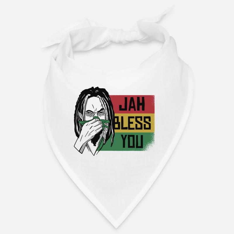 Jah Bless Rasta Raggae Ragga Roots God Rasta - Bandana - white