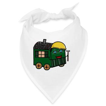 fröhlicher Bauwagen Baustelle bauen Hammer Tiefbau - Bandana - Weiß - Vorne