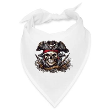 Piratenflagge Jolly Roger Totenkopf Illustration - Bandana - Weiß - Vorne