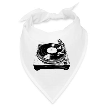 Schallplatte Vinyl Musik Plattenspieler retro - Bandana - Weiß - Vorne