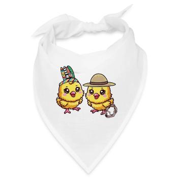 Wilder Westen Western Küken Hühner Huhn - Bandana - Weiß - Vorne