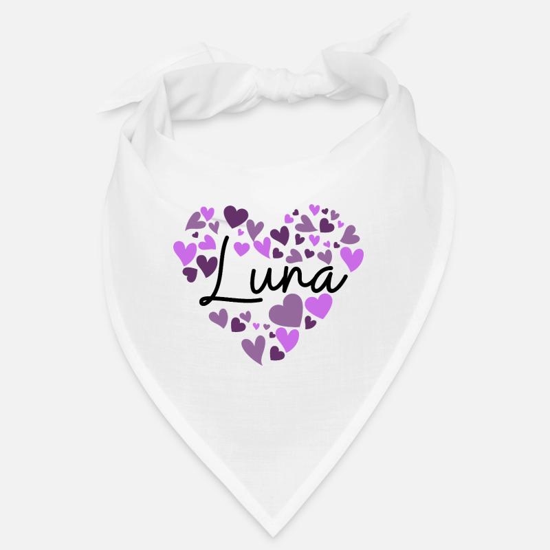Luna Name Design avec des cœurs violets en forme de cœur Bandana