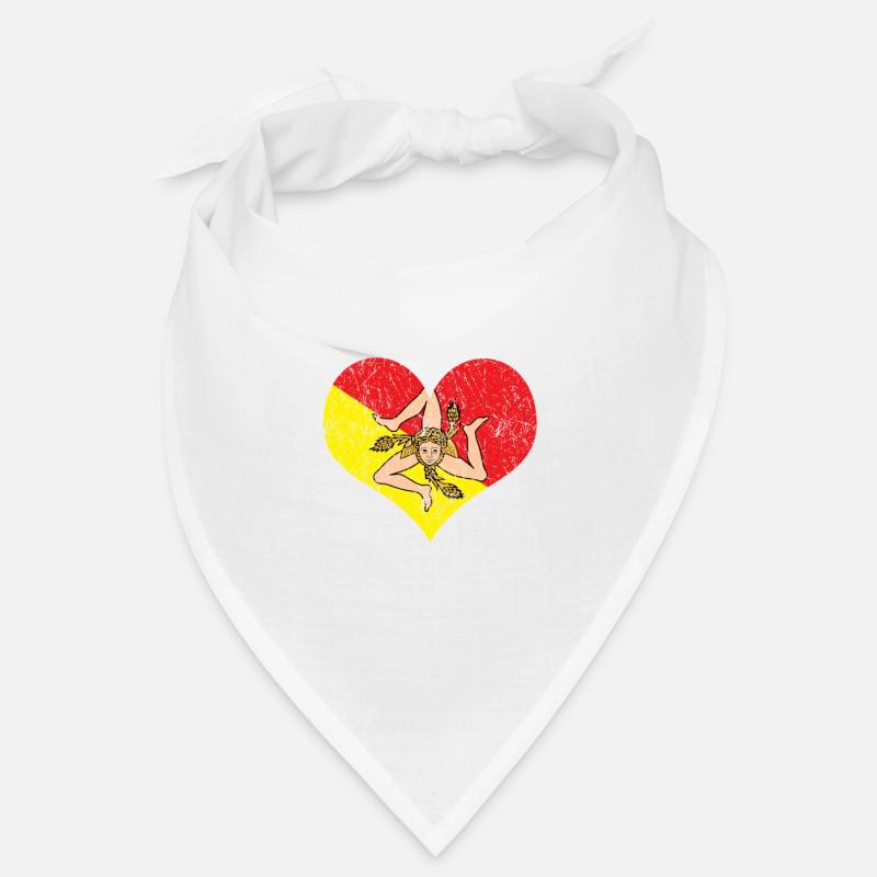 Sicile Sicilia coeur drapeau - Bandana - blanc
