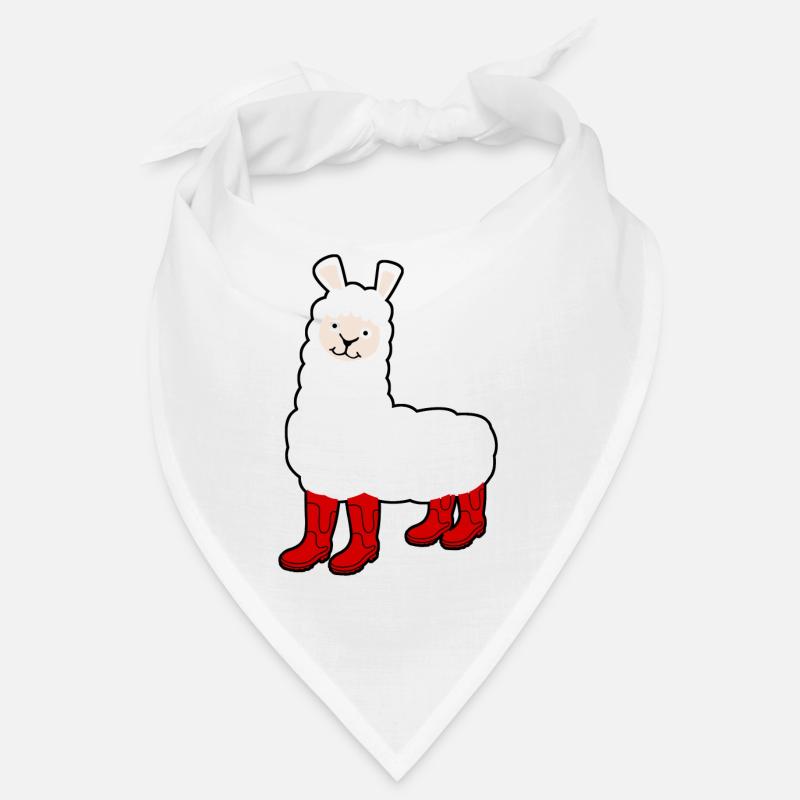 Alpaca with Red Rain Boots Bandana