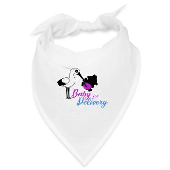 Birth, Baby for delivery - Geburt + Lieferung - Bandana - Weiß - Vorne