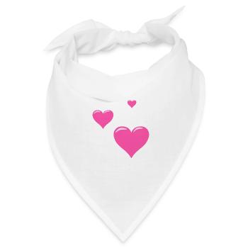 Drei Rosa Herzen - Bandana - Weiß - Vorne