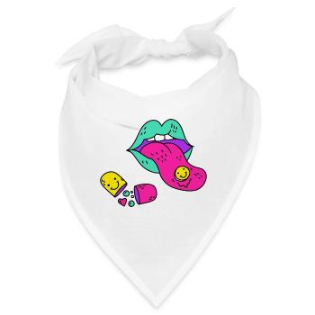 Drogen auf der Zunge - Bandana - Weiß - Vorne