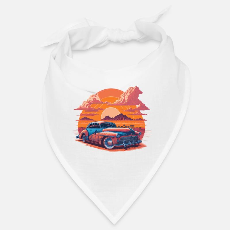 Coucher de soleil vibrant dans le désert - Bandana - blanc