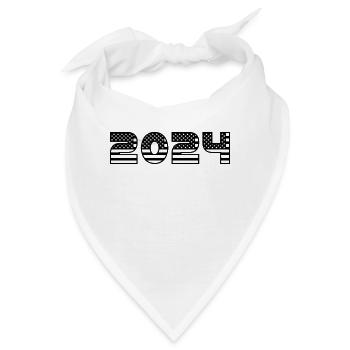 2024 Jahreszahl Datum Zahl Anno Kalenderjahr USA - Bandana - Weiß - Vorne