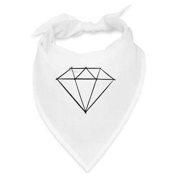 Edelstein Symbol Zeichnung - Bandana - Weiß - Vorne