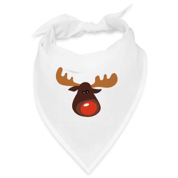Weihnachtselch mit roter Nase - Bandana - Weiß - Vorne