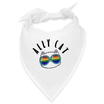 Ally Cat - LGBTIQ Queer Gay Pride CSD Cartoon - Bandana - Weiß - Vorne