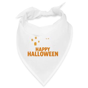 Halloween Katze und Spukhaus Design - Bandana - Weiß - Vorne