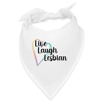 Live Lachen Lesbisch LGBTQ Regenbogen Herz Gay Pride - Bandana - Weiß - Vorne