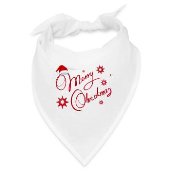Merry Christmas text and red Santa hat. - Bandana - Weiß - Vorne