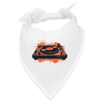 Schallplatte Vinyl Musik Plattenspieler retro - Bandana - Weiß - Vorne