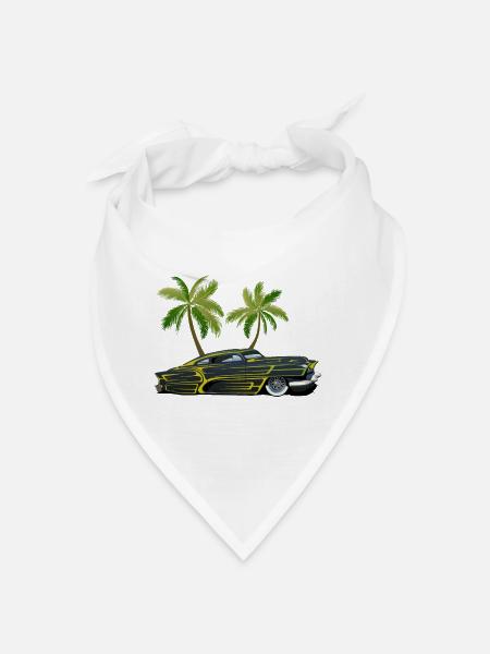 Palm tree vintage car hot rod old american - Bandana - white - Front