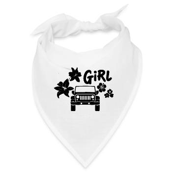 Frau mit Geländewagen - Bandana - Weiß - Vorne