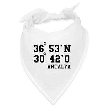 Antalya Koordinaten Türkei Urlaub Idee - Bandana - Weiß - Vorne