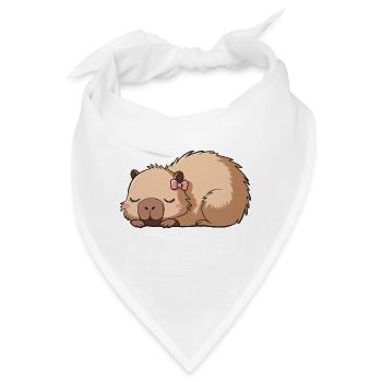 Süßes Capybara Rosa Schleife Capybara - Bandana - Weiß - Vorne