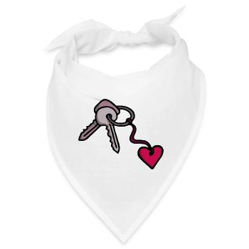 Doppelschlüssel mit Herzanhänger Schlüsselbund - Bandana - Weiß - Vorne
