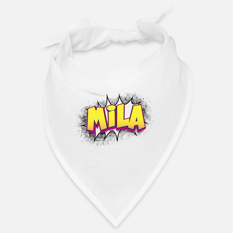 Mila Benutzerdefinierter Name Comic-Buch-Stil Pop-Art, Mila Bandana