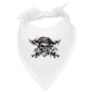Piratenflagge Jolly Roger Skull Tattoo Design - Bandana - Weiß - Vorne