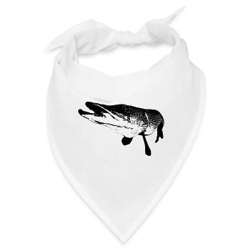Hecht - schwarzer Druck - Bandana - Weiß - Vorne