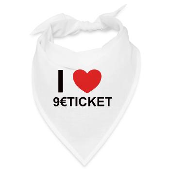 9 Euro Ticket Zug Deutschlandweit Nahverkehr - Bandana - Weiß - Vorne