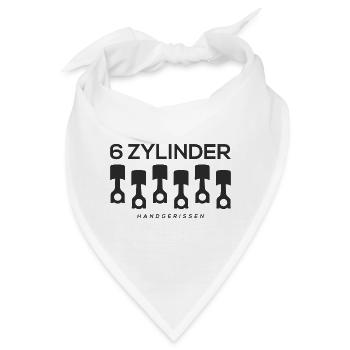 6 Zylinder handgerissen Autotuning Motor Shirt - Bandana - Weiß - Vorne