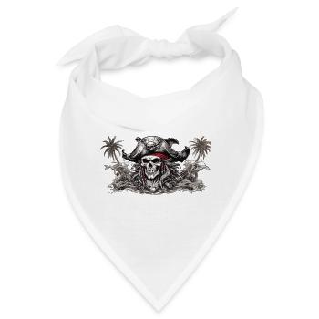 Pirat Jolly Roger Piratenflagge Totenkopf Piraten - Bandana - Weiß - Vorne