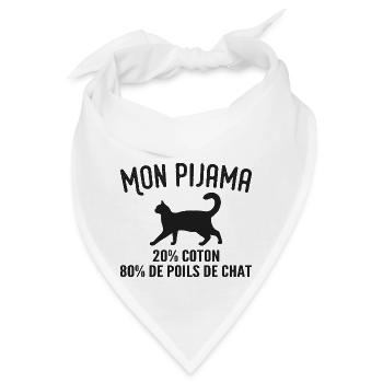 Humorvoller Katzenhaar-Pyjama - Bandana - Weiß - Vorne