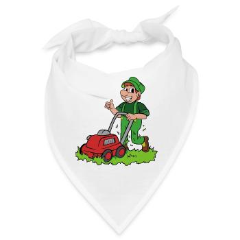 Gärtner mit Rasenmäher - Bandana - Weiß - Vorne