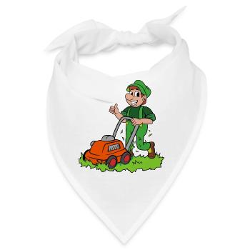 Gärtner mit Rasenmäher - Bandana - Weiß - Vorne