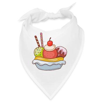 Eis Speiseeis Eiskrem Eiscreme Kugeleis Eisbecher - Bandana - Weiß - Vorne