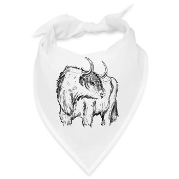 Highland Rind Zeichnung - Bandana - Weiß - Vorne