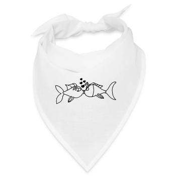 Verliebte Fische - Bandana - Weiß - Vorne