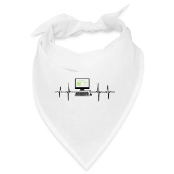 Computer EKG Herzschlag Programmierer PC Nerd - Bandana - Weiß - Vorne