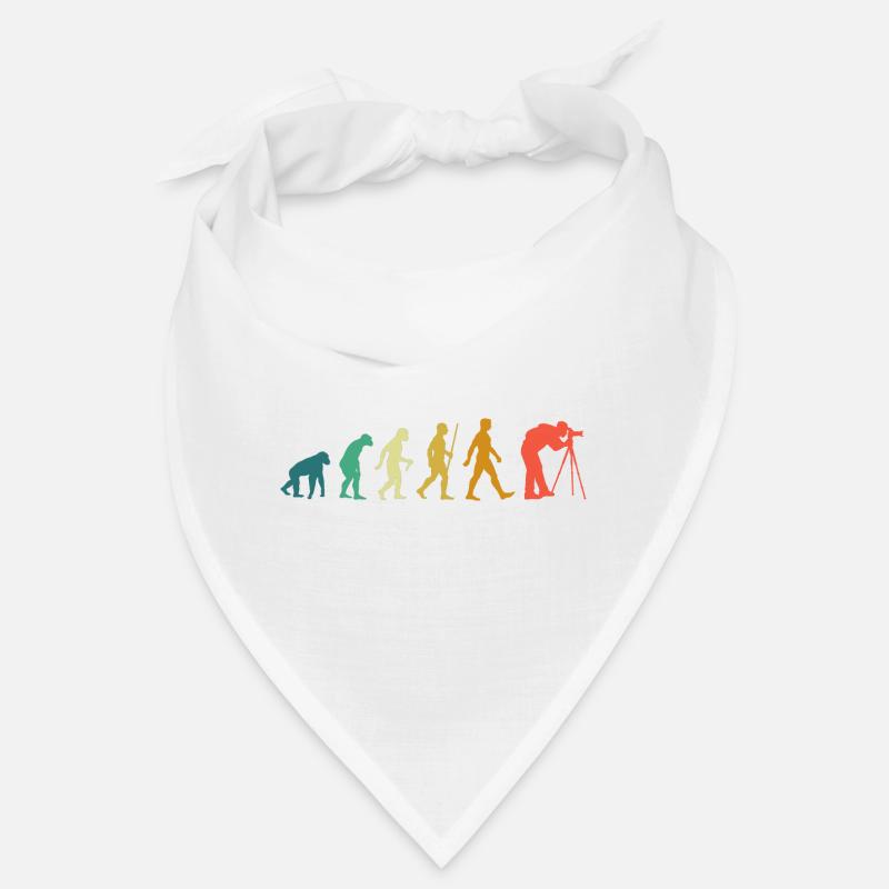 Fotografie Evolution, Fotograf mit Objektiv Kamera Bandana