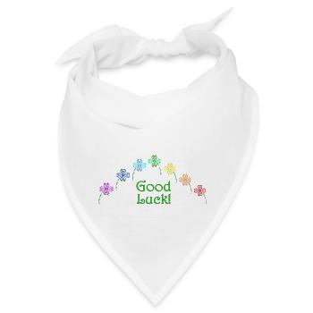 Good Luck; Rainbow; Glücksklee; Four Leaf Clover - Bandana - Weiß - Vorne