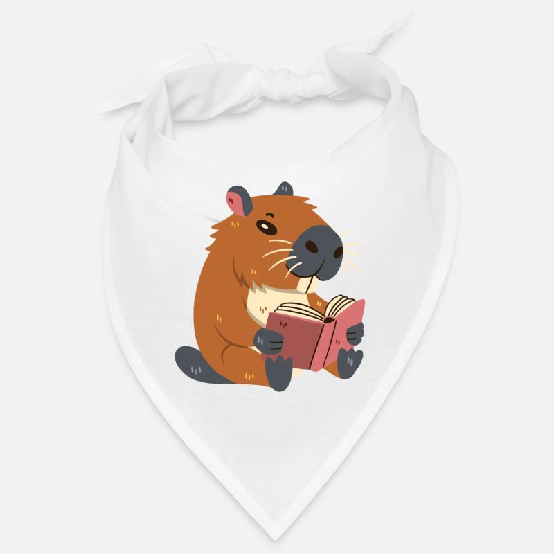 Capybara liest ein Buch - Bandana - Weiß