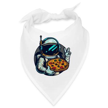 Astronaut mit Salami-Pizza Weltraum Design - Bandana - Weiß - Vorne