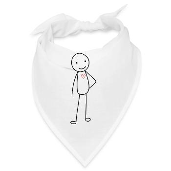 Strichmännchen mit Herz - Bandana - Weiß - Vorne