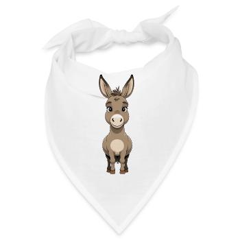 Kuscheliger Cartoon-Esel mit großen Augen - Bandana - Weiß - Vorne