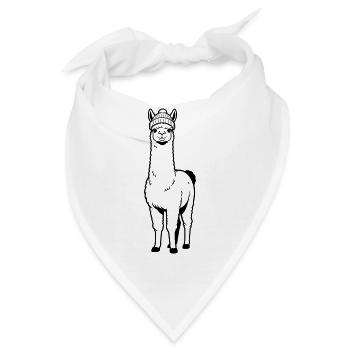 Llama Beanie - Bandana - Weiß - Vorne