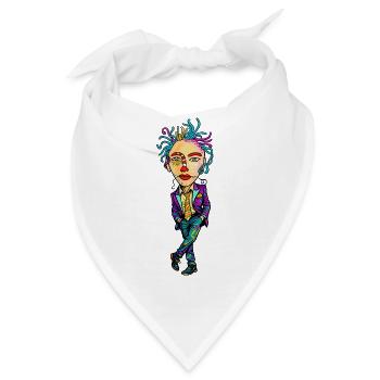 Buntes Expressionistisches Porträt - Bandana - Weiß - Vorne