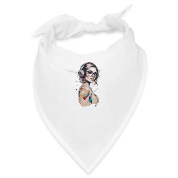 Farbspiel der Geometrie Porträt moderner Frau - Bandana - Weiß - Vorne